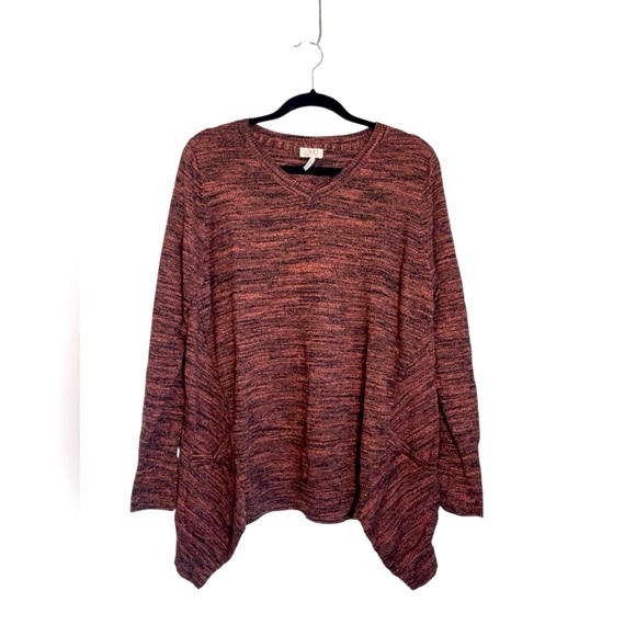 LOGO by Lori Goldstein Cashmere Blend Asymmetrical Hem Pockets Pullover Sweater - Picture 1 of 7